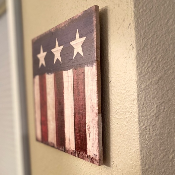 Home Of The Brave Wood Wall Sign & Vintage Style American Flag Wood Wall Sign - Picture 14 of 16